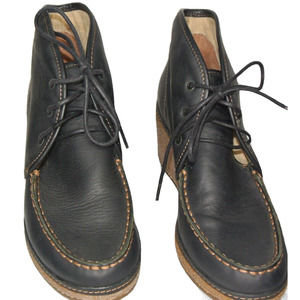 Olukai Women's Size 6 Black Leather Wedge Short Ankle Bootie Shoes